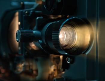 close up of movie camera