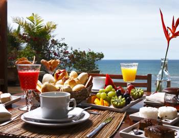 breakfast with view of ocean in background