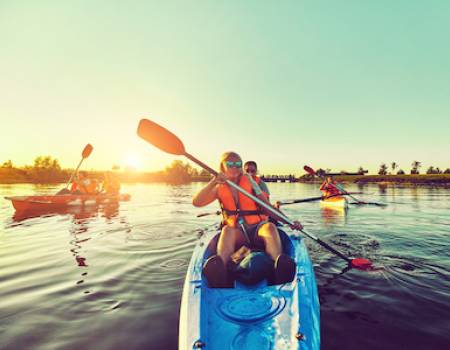 people kayaking