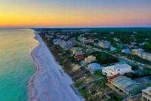 aerial view of 30A coastline at sunset
