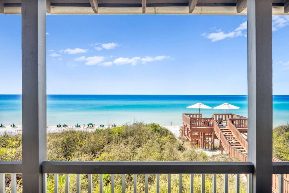 View of a private deck on the beach