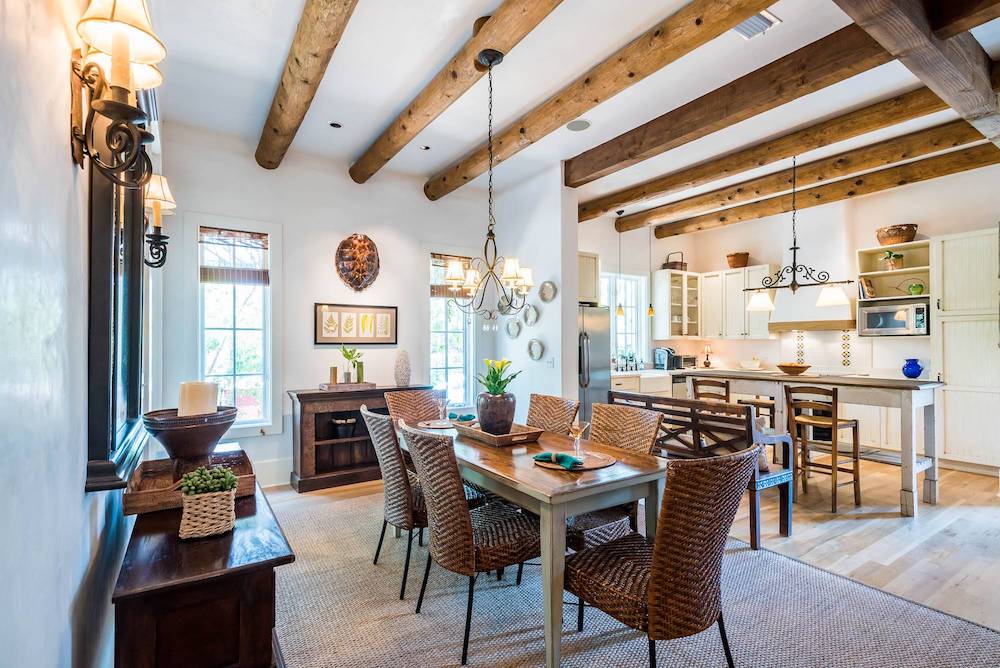interior dining area of luxury vacation rental in 30A Florida